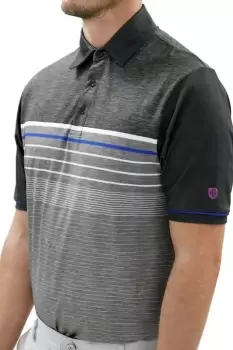 Image of Gradient Striped Print Golf Polo Shirt