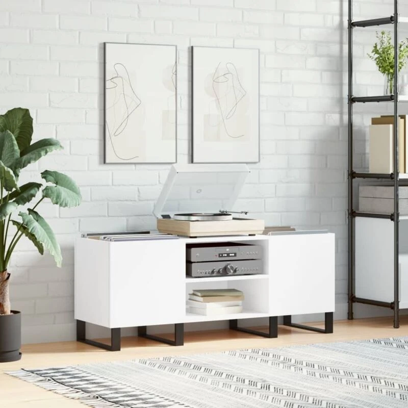 Image of VIDAXL Record Cabinet White 121x38x48cm Engineered Wood vidaXL 8720845876951