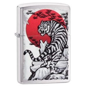 Image of Zippo Asian Tiger Design Chrome Regular Windproof Lighter