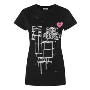 Image of Crossy Road Womens/Ladies Emo Goose T-Shirt (S) (Black)