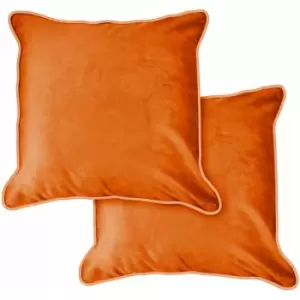 Image of Emma Barclay Chelsea Velvet Soft Touch Piped Cushion Cover, Terracotta, 43 x 43 Cm