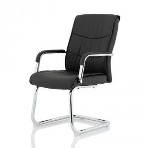 Image of Trexus Carter Black Luxury Faux Leather Cantilever Chair With Arms Ref