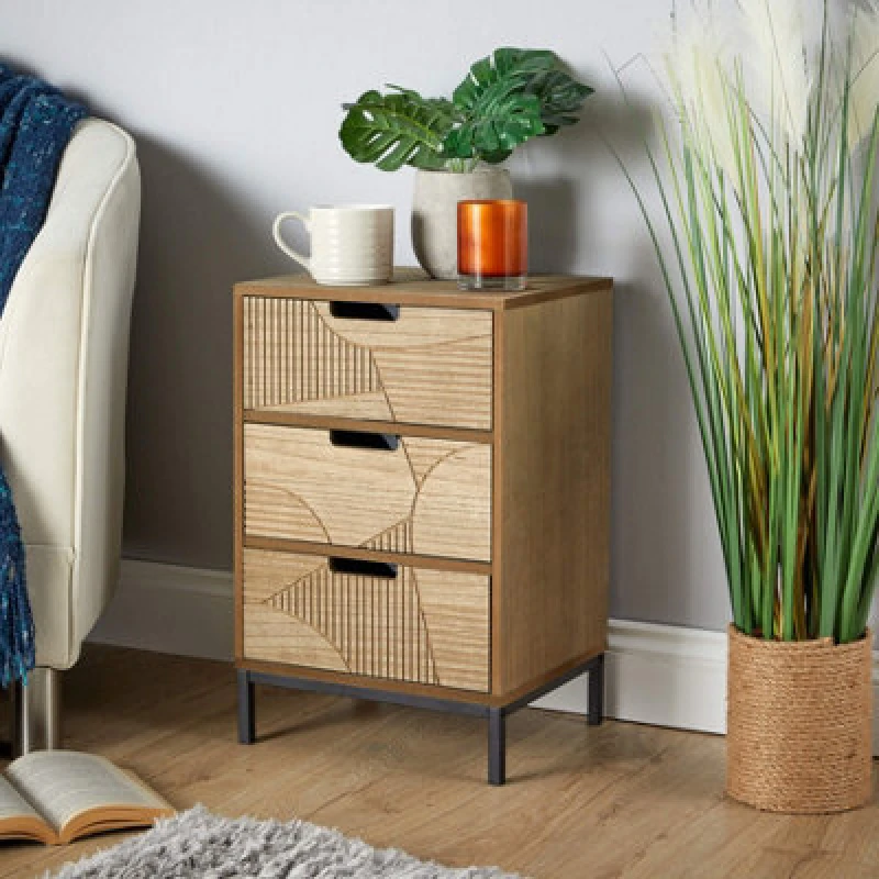 Image of Home Source Reedham 3 Drawer Bedside