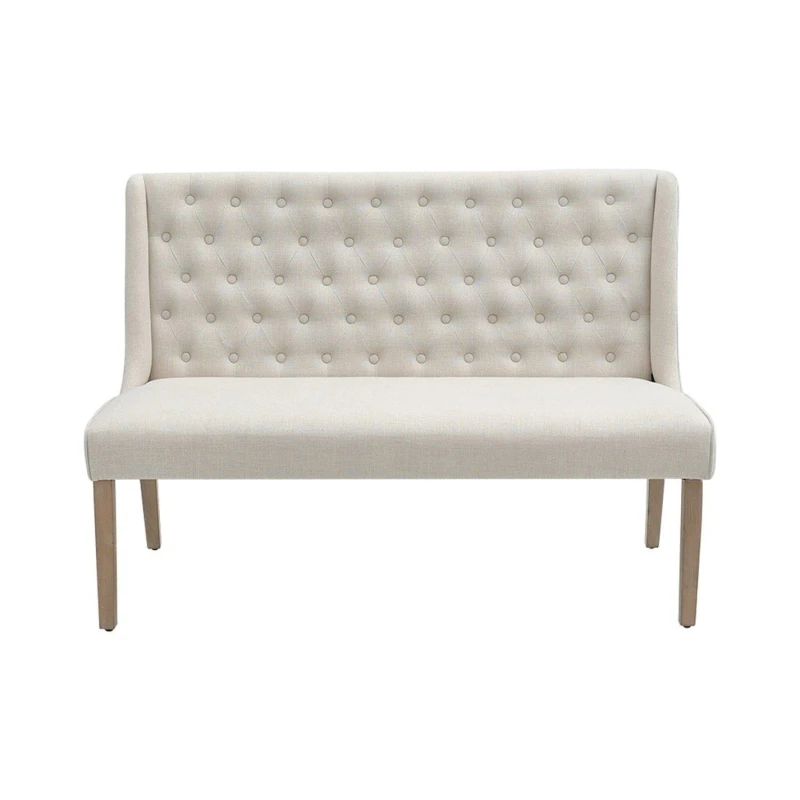 Image of Kabinet UK Upholstered Button Tufted Dining Bench White unisex One Size