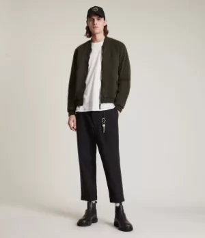 Image of AllSaints Mens Lows Bomber Jacket, Dark Grey, Size: S