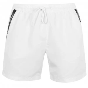 Image of Calvin Klein Calvin Diagonal Tape Swim Shorts - White 100