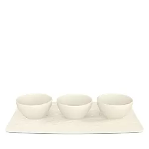 Image of Villeroy & Boch Manufacture Rock Blanc Dip Bowl Set, White, 4 pieces