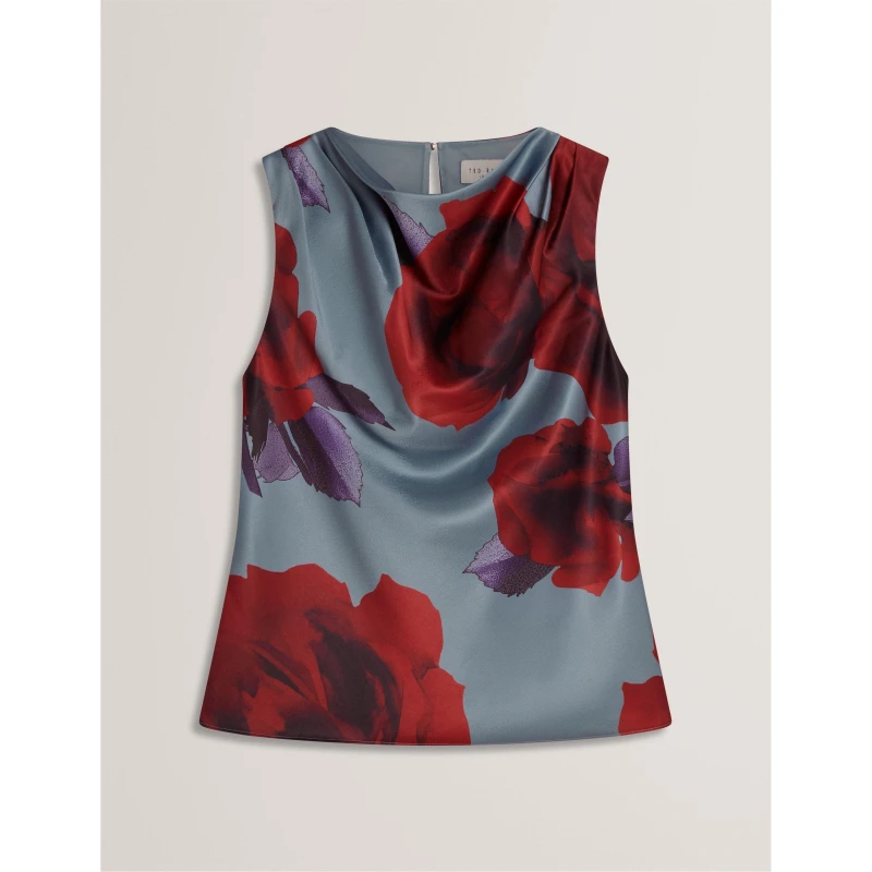 Image of Ted Baker Womens Print Sleeveless Shirt Lt-Blue female 8 (XS)