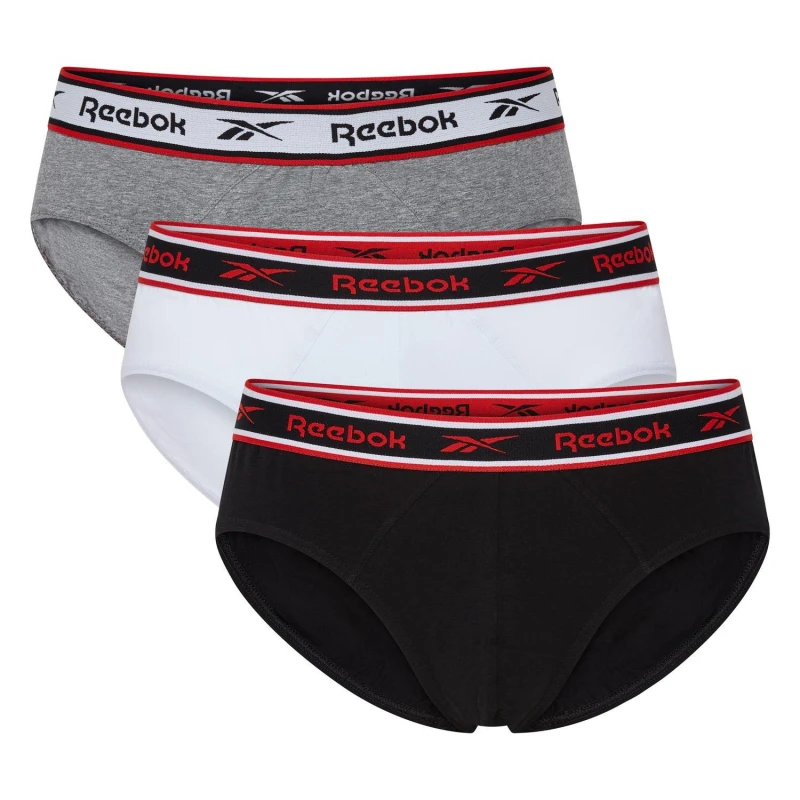 Image of Reebok 3 Pack Cotton Elastane Briefs Mens - Multi Multi L
