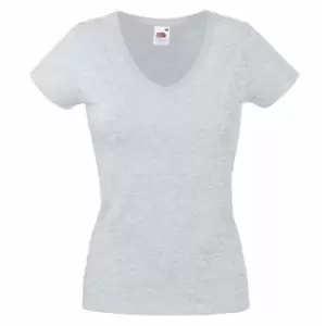 Image of Fruit Of The Loom Ladies Lady-Fit Valueweight V-Neck Short Sleeve T-Shirt (M) (Heather Grey)
