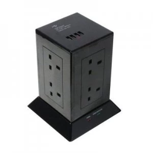 Image of Lindy 73061 power extension Indoor 1.5 m 8 AC outlet(s) Black