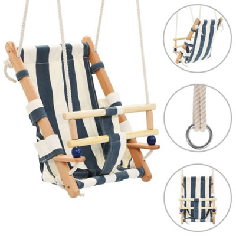 Image of Anydaydirect Baby Swing With Safety Belt Cotton Wood Blue