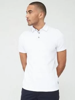 Image of Ted Baker Infuse Textured Polo Shirt - White, Size 7, Men