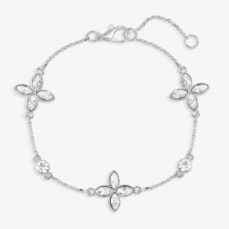 Image of Jon Richard Silver Plated and Crystal Clover Bracelet Chain Bracelets One Size Silver 71745111000