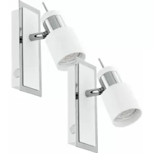 Image of 2 pack Wall Light Colour Chrome Plated & White Rocker Switch GU10 1x5W Included