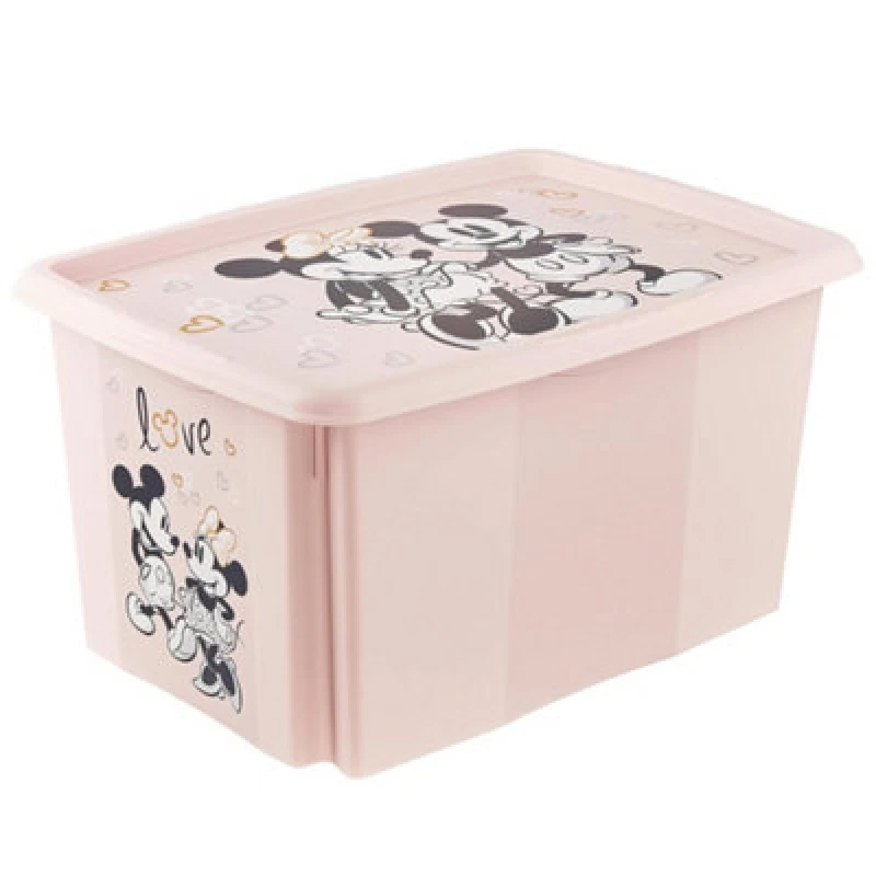 Image of Keeeper Minnie Mouse Turn Around Stacking Box With Lid 45 Litre Nordic Pink
