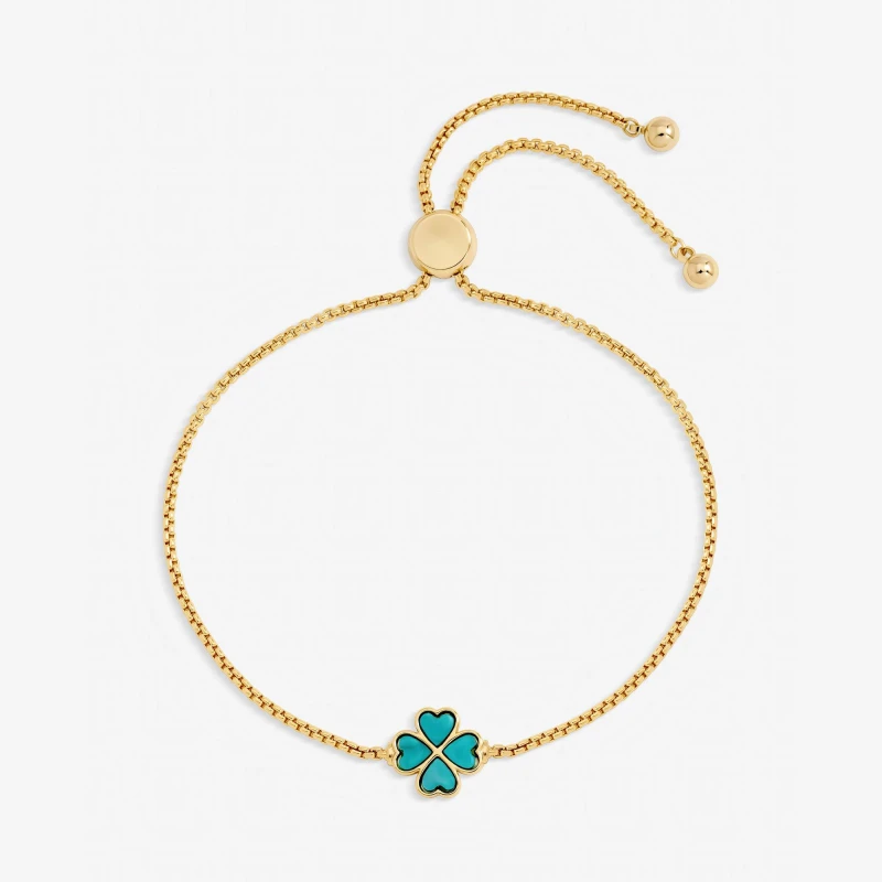 Image of Jon Richard Gold Plated Turquoise Heart Clover Toggle Bracelet Gold female One Size