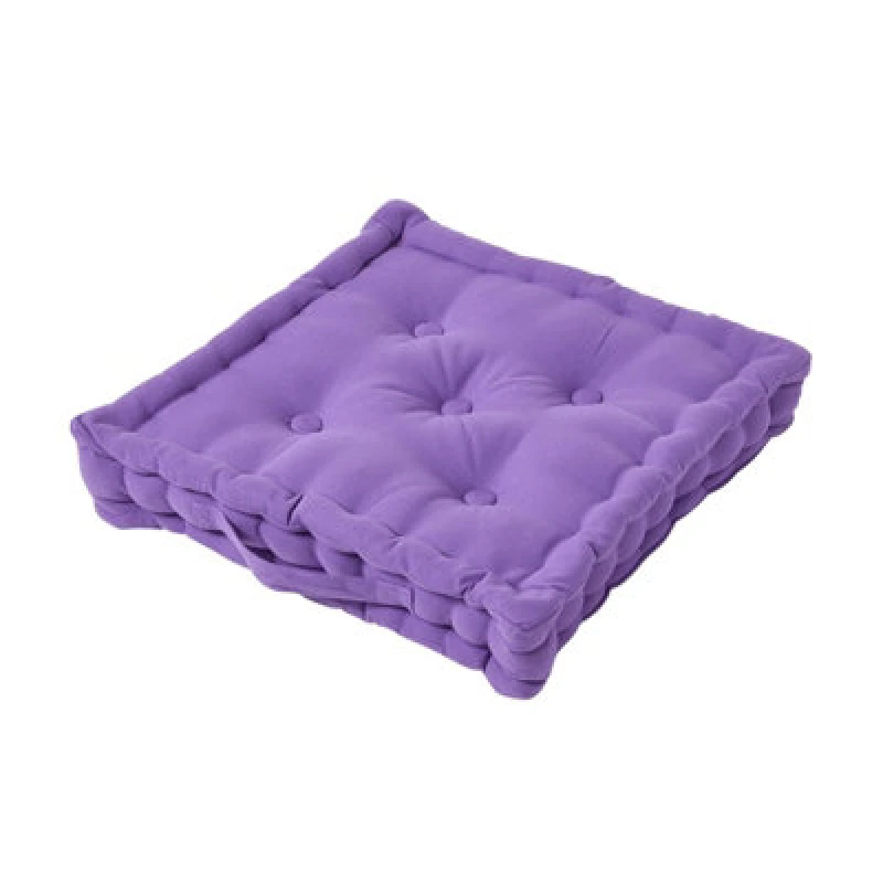 Image of Homescapes Cotton Purple Floor Cushion, 40 X 40 Cm