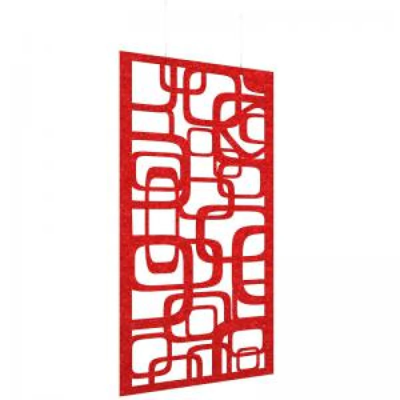 Image of Piano Chords Acoustic Patterned Hanging Screens In Red H2400 x W1200mm with Hanging Wires And Hooks - Bygone