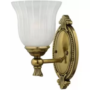 Image of IP 44 Wall LightCast Detailing Frosted Ribbed Glass Burnished Brass LED G9 3.5W