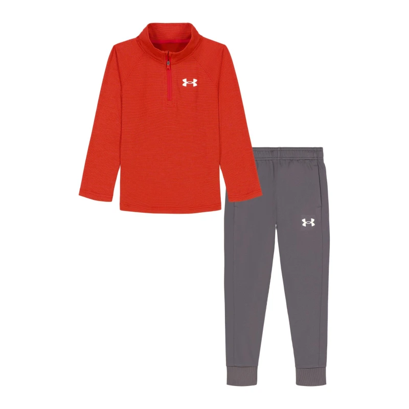 Image of Under Armour 1/4 Zip Set Infant Boys Red/Grey male 2 - 3 Years