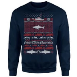 Image of Jaws Great White Christmas Sweatshirt - Navy - M