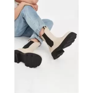 Image of Missguided Chunky Contrast Chelsea Boots - Cream