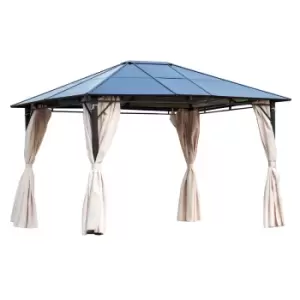 Image of Outsunny 3X3.6M Garden Metal Gazebo Pavilion Party Tent Canopy Sun Shade - Brown