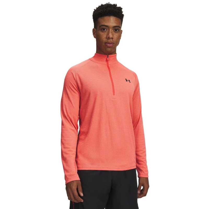 Image of Under Armour Tech Zip Long Sleeve Mens Venom Red/Black male M