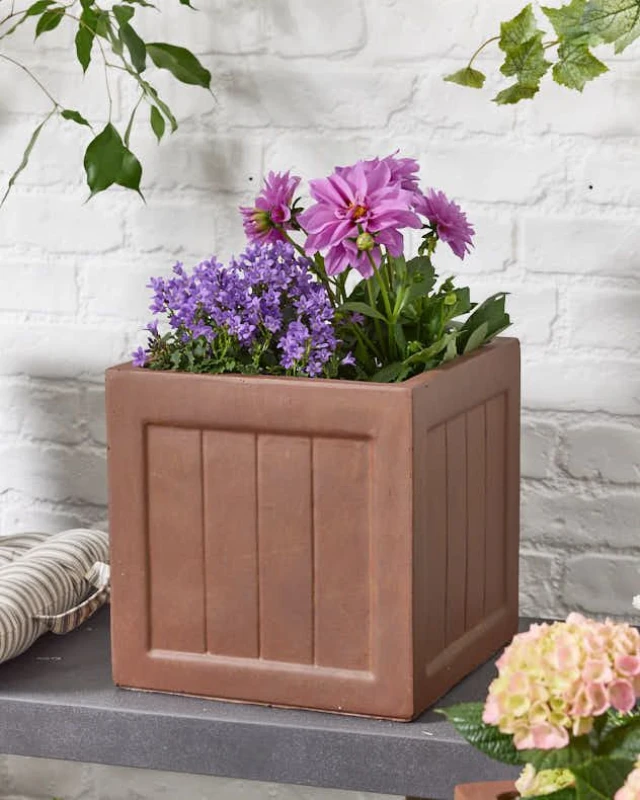 Image of Dibor Brown Small Fibreclay Summer Outdoor Garden Planter Plant Pot Brown Unisex S