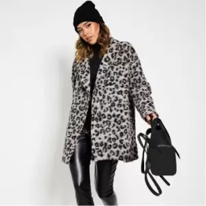 Image of I Saw It First Leopard Print Formal Button Up Coat - Brown