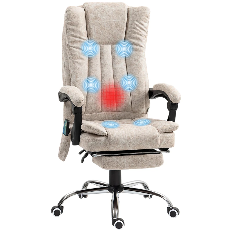 Image of Vinsetto 6-Point Vibrating Heat Massage Chair w/ Microfibre Upholstery Brown - Cream TJ Hughes 5056725553609
