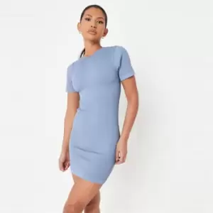 Image of Missguided Neck Tshirt Mini Dress Seamless - Blue