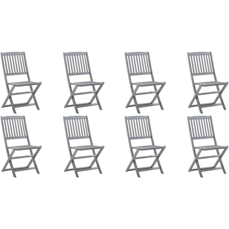 Image of VIDAXL Folding Outdoor Chairs 8 pcs Solid Acacia Wood Vidaxl 8720286508817