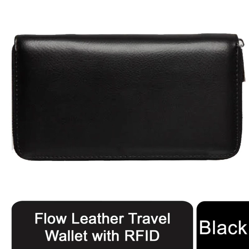 Image of Aquarius Flow Leather Travel Wallet with RFID - Black male