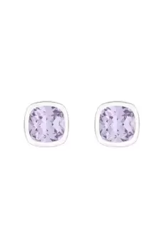 Image of Sterling Silver 925 Cubic Zirconia Besel Set Purple Stud Earrings