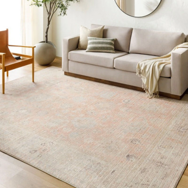 Image of Becki Owens X Livabliss Vintage Oriental Boho Dusty Pink Marlene Area Rug 198 X 275cm - Easy Care, Ideal For Living Room
