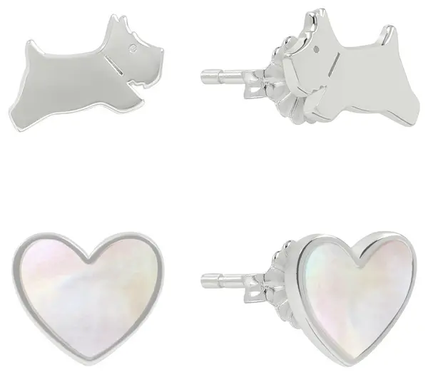 Image of Radley Sterling Silver Dog and MOP Heart Earrings