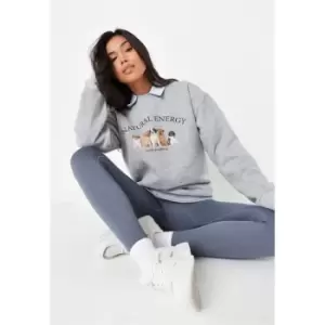 Image of Missguided Energy Dog Graphic Sweater - Grey