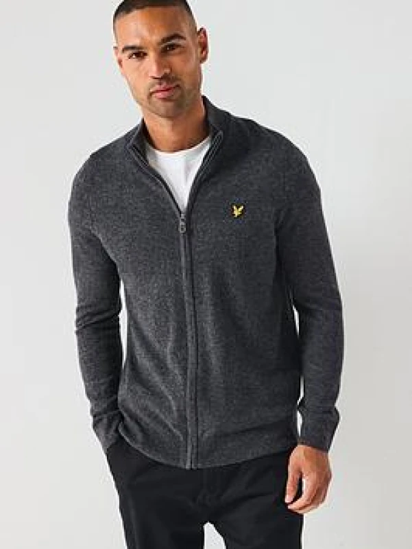 Image of Lyle & Scott Wool zipped sweater Lyle & Scott Blend Gris Male 2XL