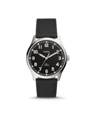 Image of Fossil Men Dayliner Three-Hand Black Leather Watch