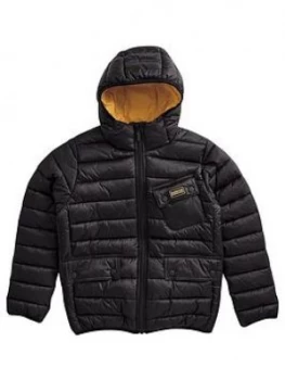 Image of Barbour International Boys Ouston Hooded Quilt Jacket - Black