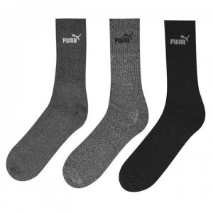 Image of Puma 3 Pack Crew Socks Mens - Anthracite/Grey