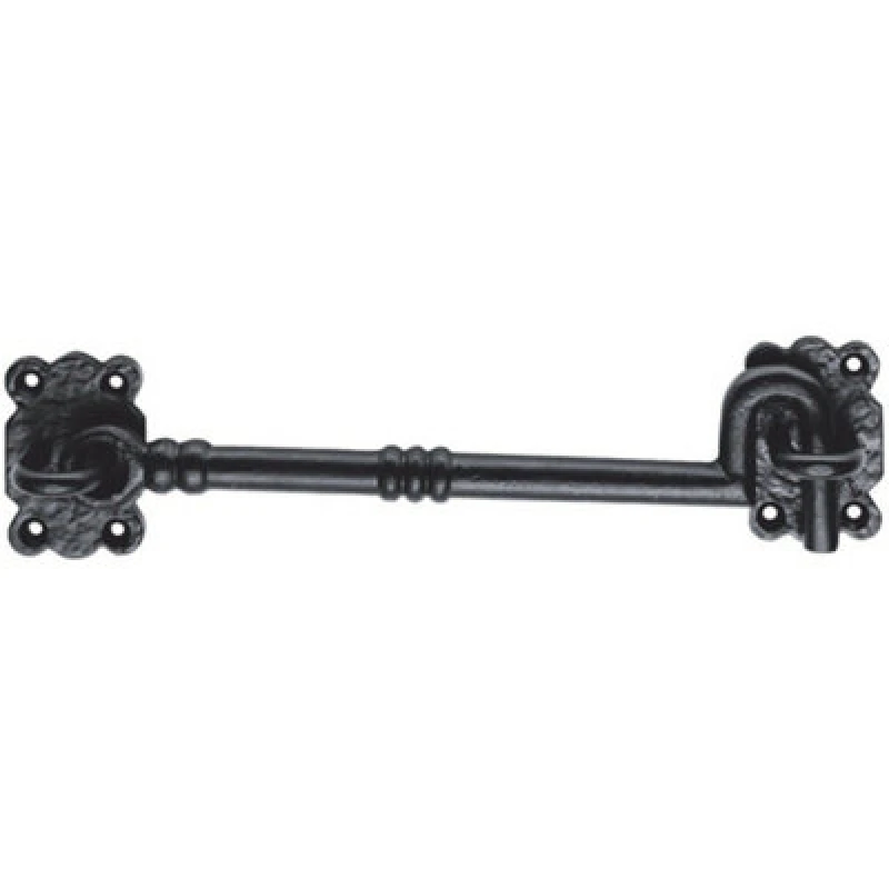 Image of Loops Ornate Cabin Hook & Eye Black Antique Hammered 203mm Arm Cabinet Lock Black