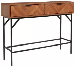 Image of Lloyd Pascal Dark Chevron 2 Drawer Console Table - Brown