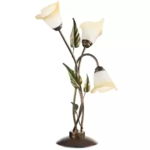 Image of Onli Miranda 3 Light Glass Table Lamp, Antique Gold, Glass Shades