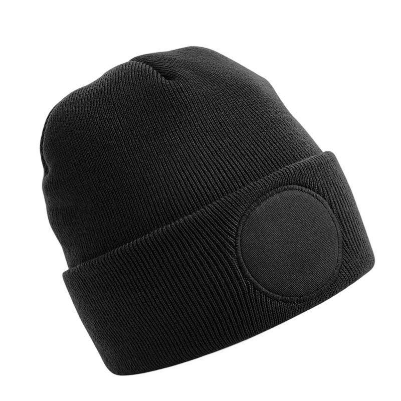 Image of Beechfield Beechfield Men Circular Patch Beanie in Black One Size Male 5059444613180