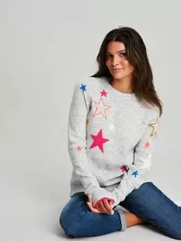 Image of Joules Chantelle Star Print Knitted Jumper - Grey, Size 20, Women