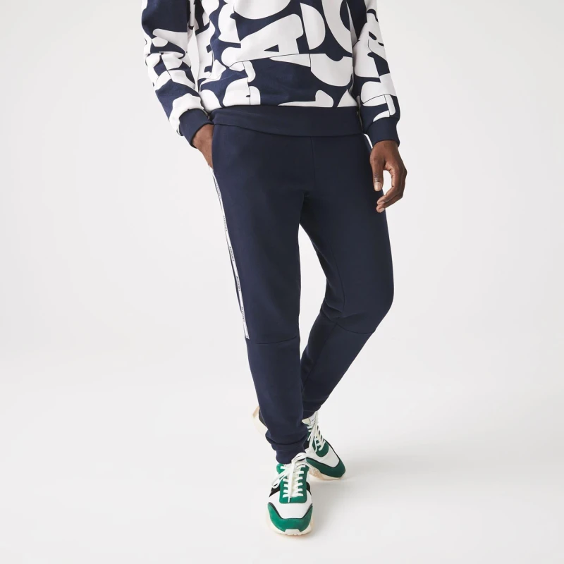 Image of Lacoste Branded Tape Joggers - Blue Blue XS