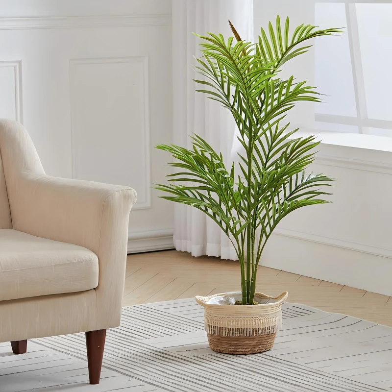 Image of LIFE IDEAS 110cm Artificial Potted Palm Tree - Green and Brown Green and Brown L